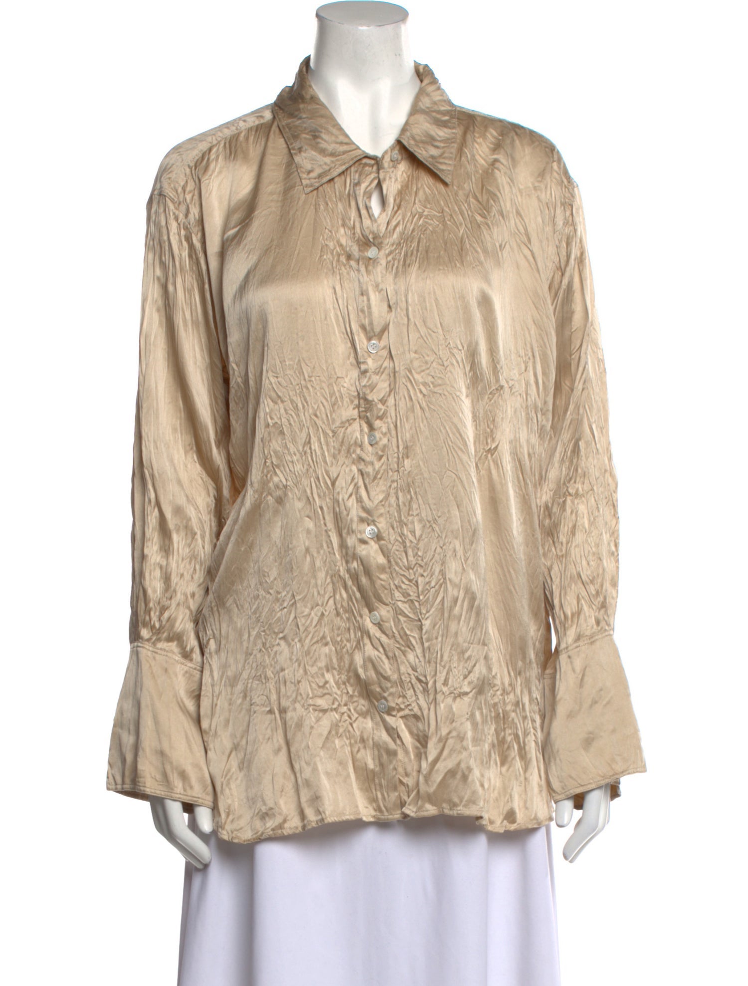 FRAME Silk Long Sleeve Button-Up Top