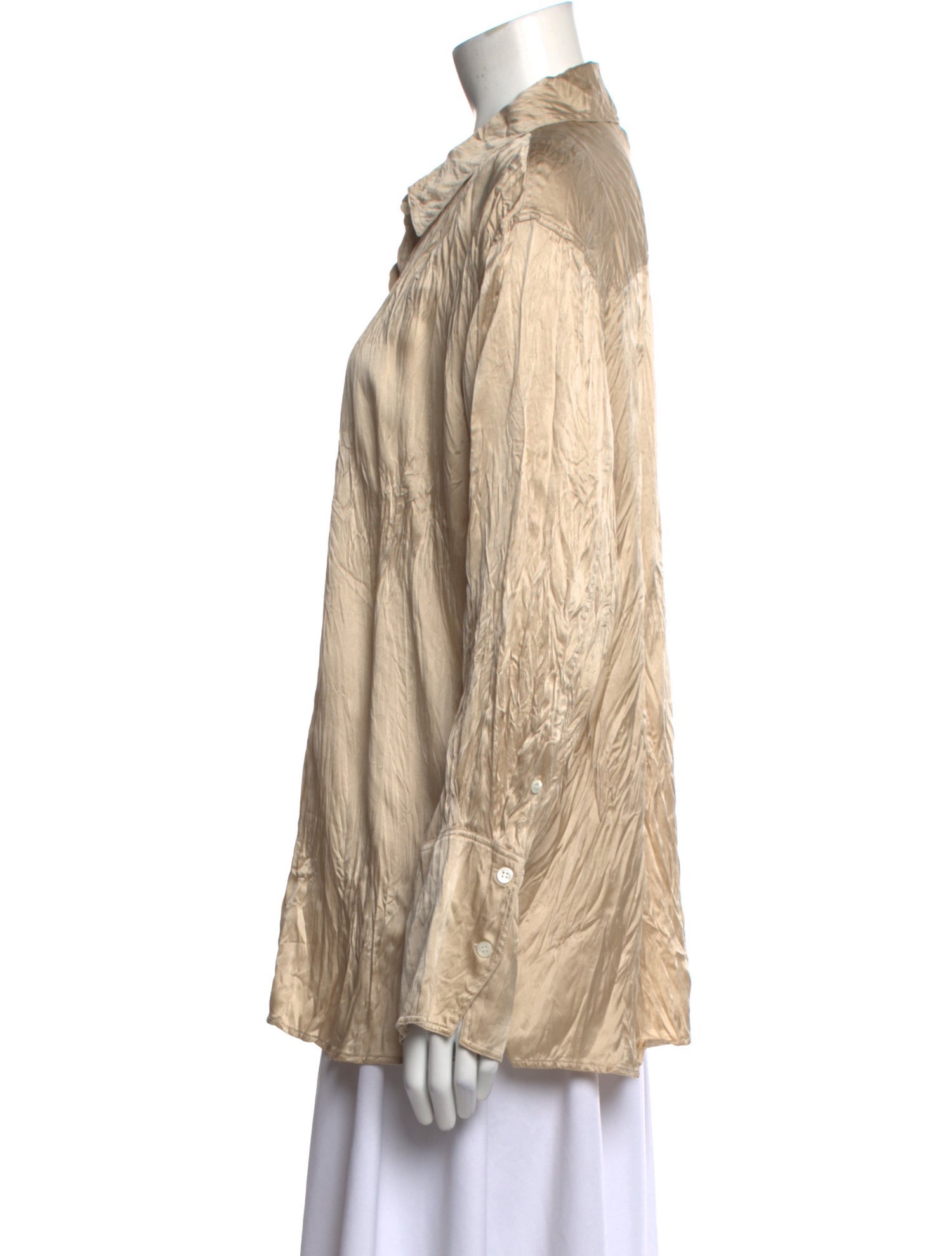 FRAME Silk Long Sleeve Button-Up Top
