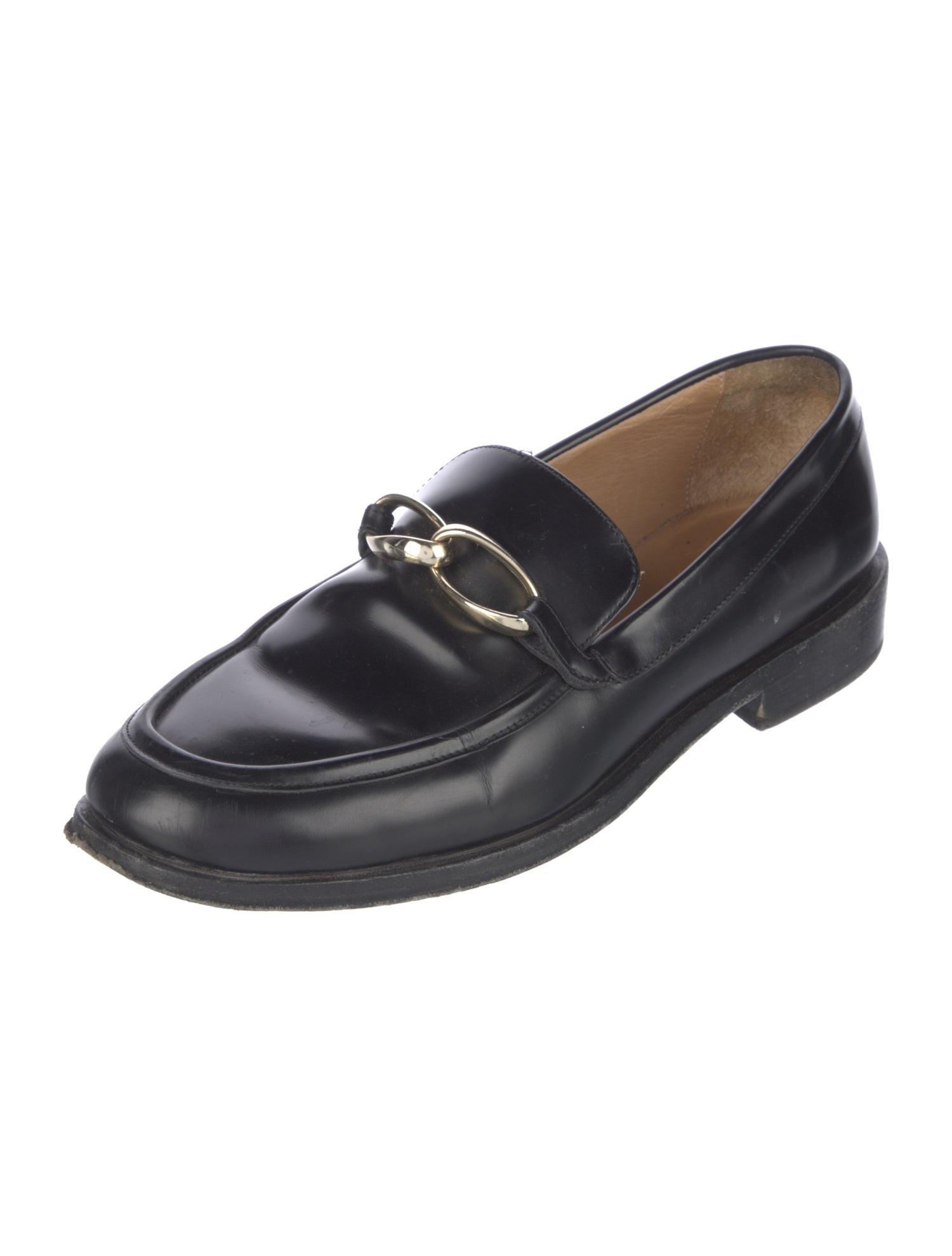 FRAME Leather Chain-Link Accents Loafers