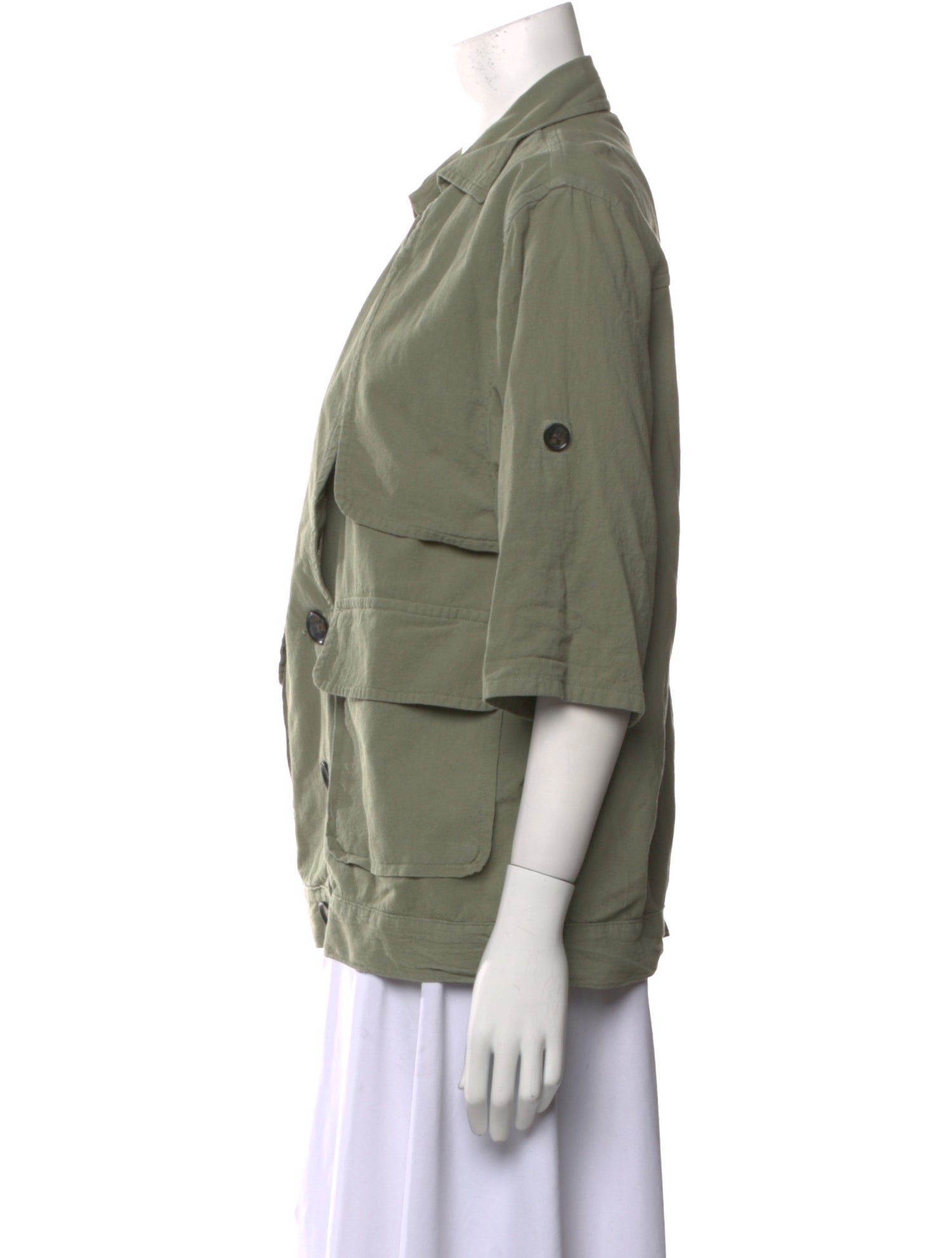 FRAME Three-Quarter Sleeve Button-Up Top