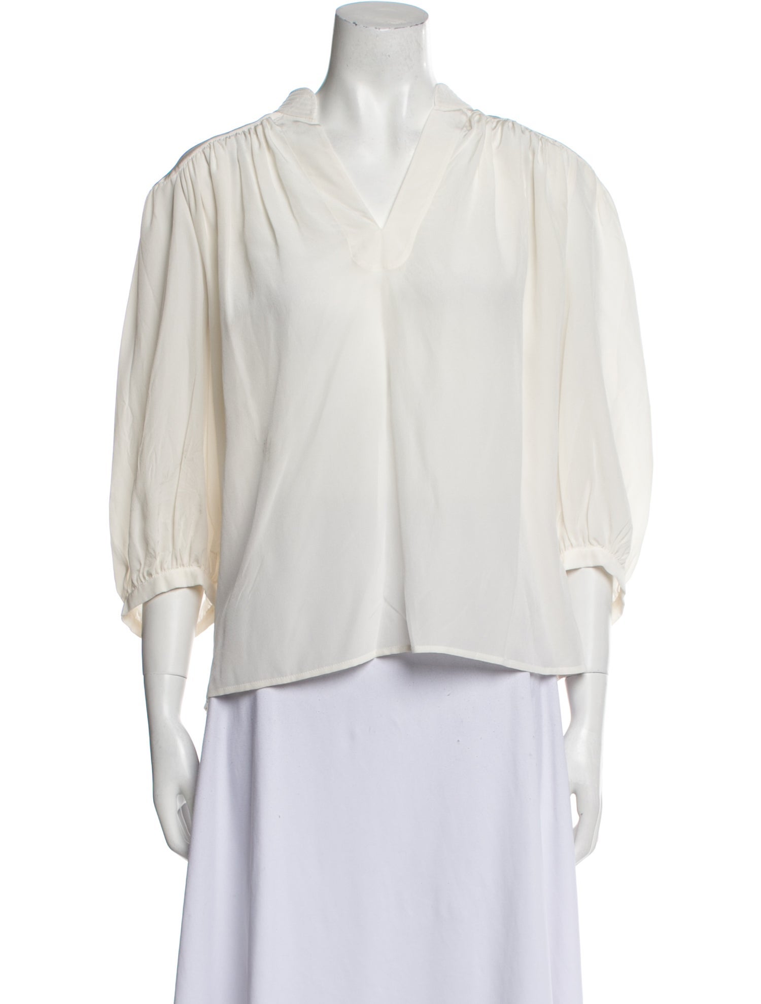 FRAME Silk V-Neck Blouse