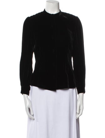 FRAME Mock Neck Three-Quarter Sleeve Button-Up Top