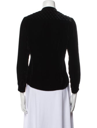 FRAME Mock Neck Three-Quarter Sleeve Button-Up Top