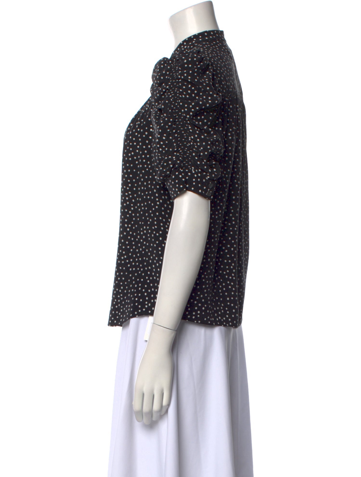 FRAME Silk Polka Dot Print Button-Up Top