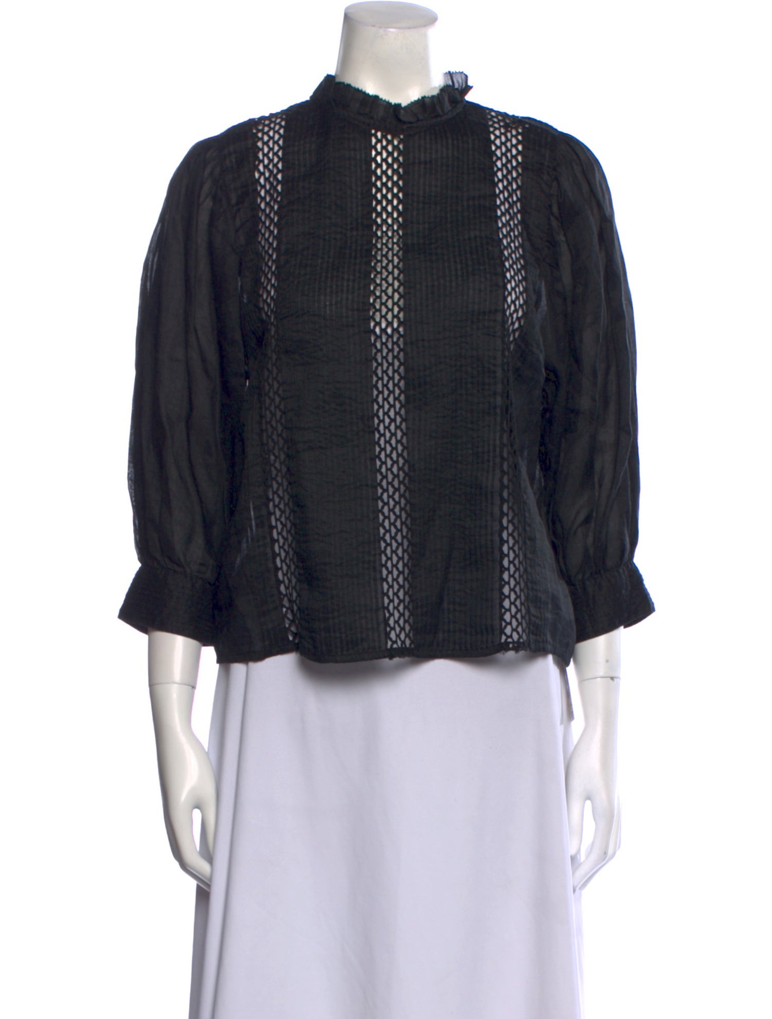 FRAME Plaid Print Mock Neck Blouse