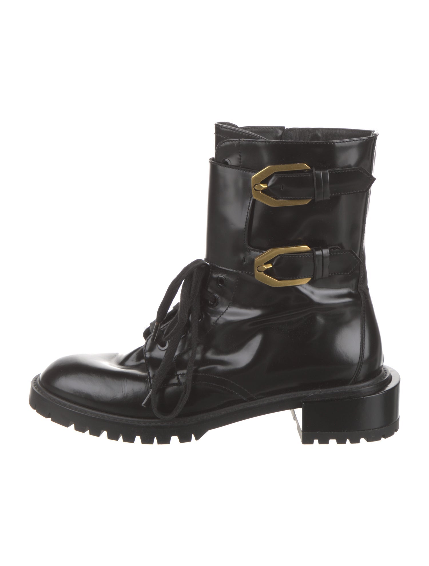 FRAME Patent Leather Combat Boots