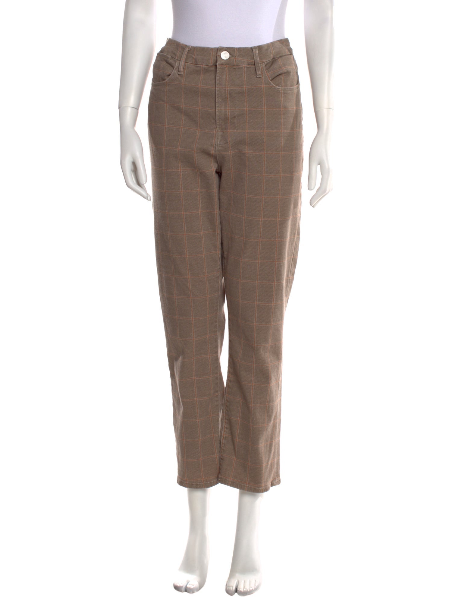 FRAME Plaid Print Straight Leg Pants