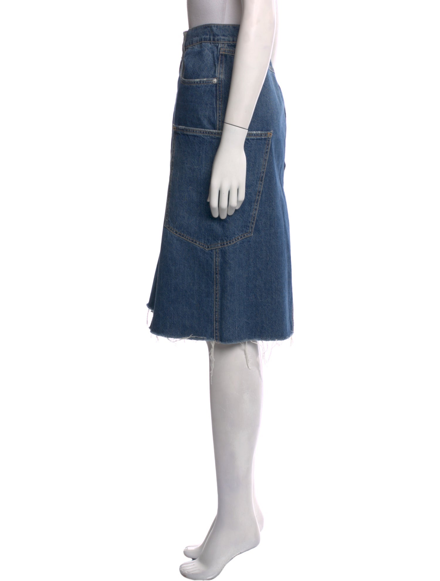 FRAME Distressed Accents Knee-Length Skirt