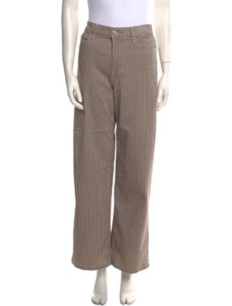FRAME Plaid Print Wide Leg Pants