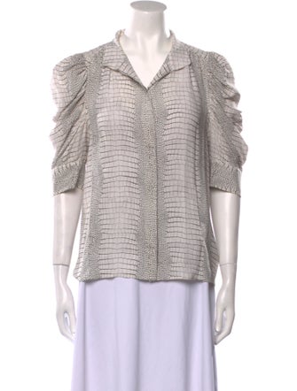 FRAME Silk Printed Button-Up Top