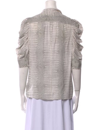 FRAME Silk Printed Button-Up Top