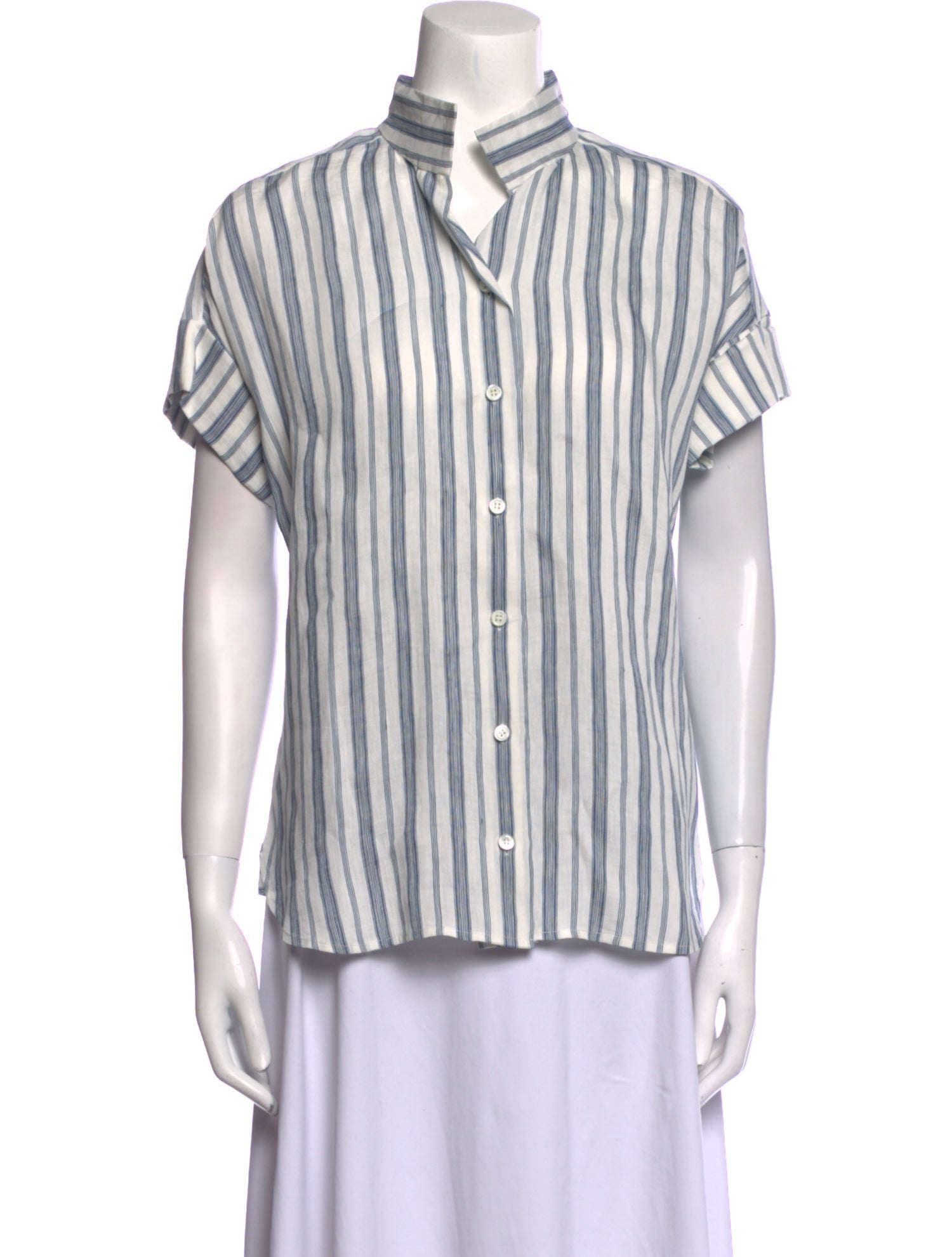 FRAME Linen Striped Button-Up Top