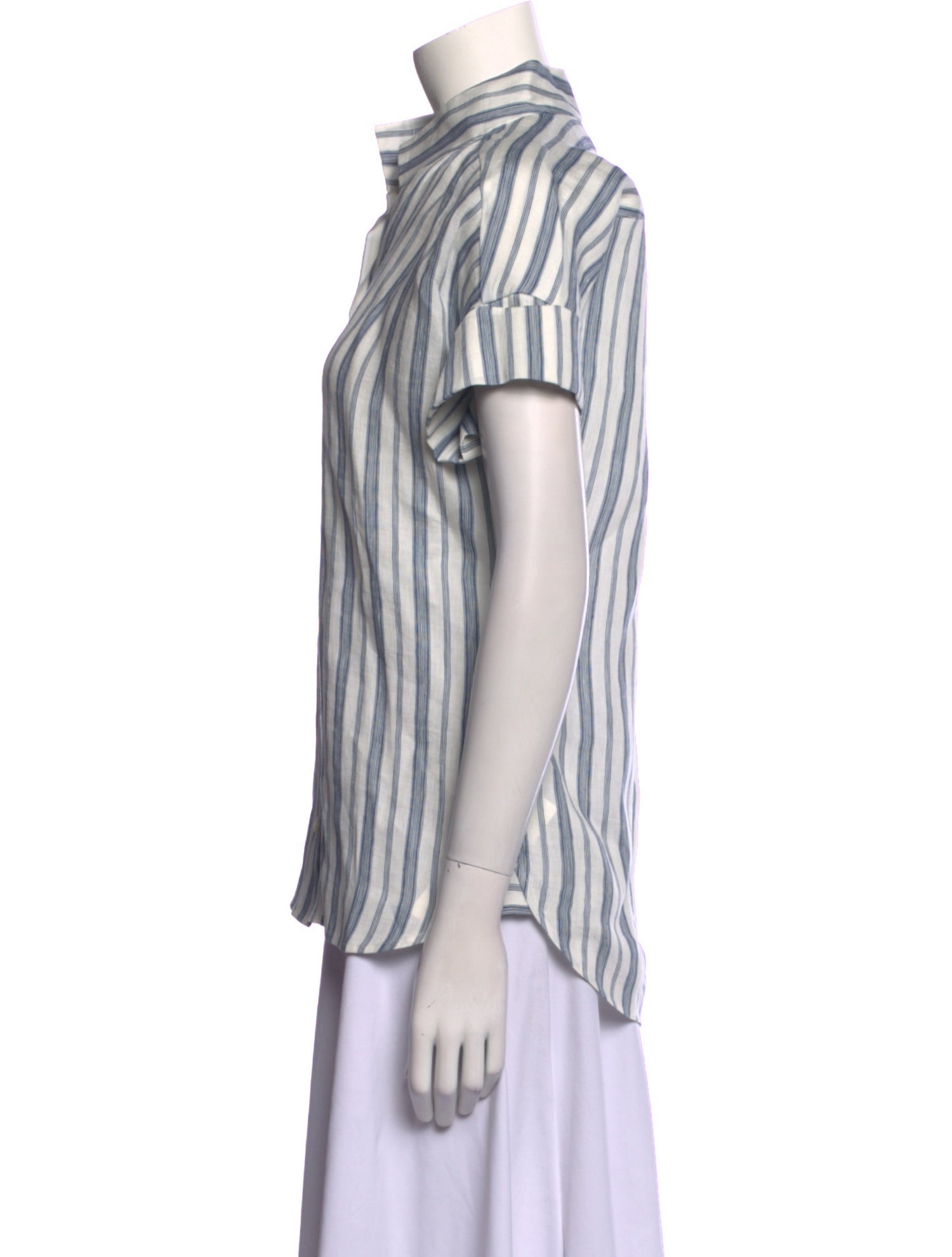 FRAME Linen Striped Button-Up Top