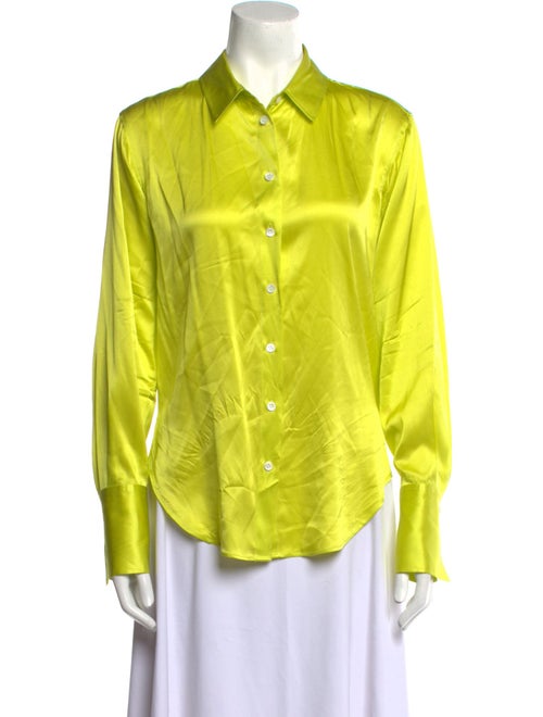 FRAME Silk Long Sleeve Button-Up Top