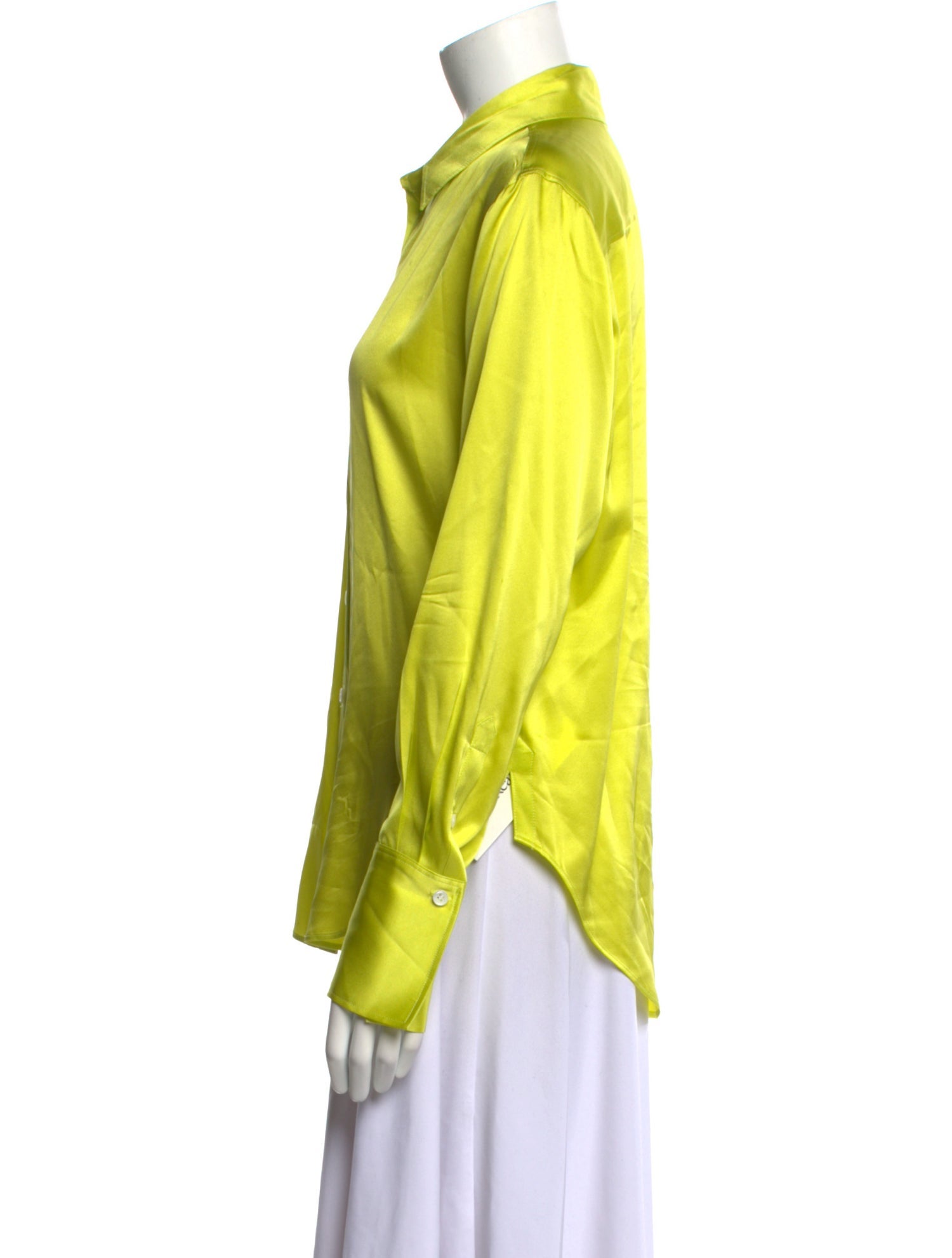 FRAME Silk Long Sleeve Button-Up Top