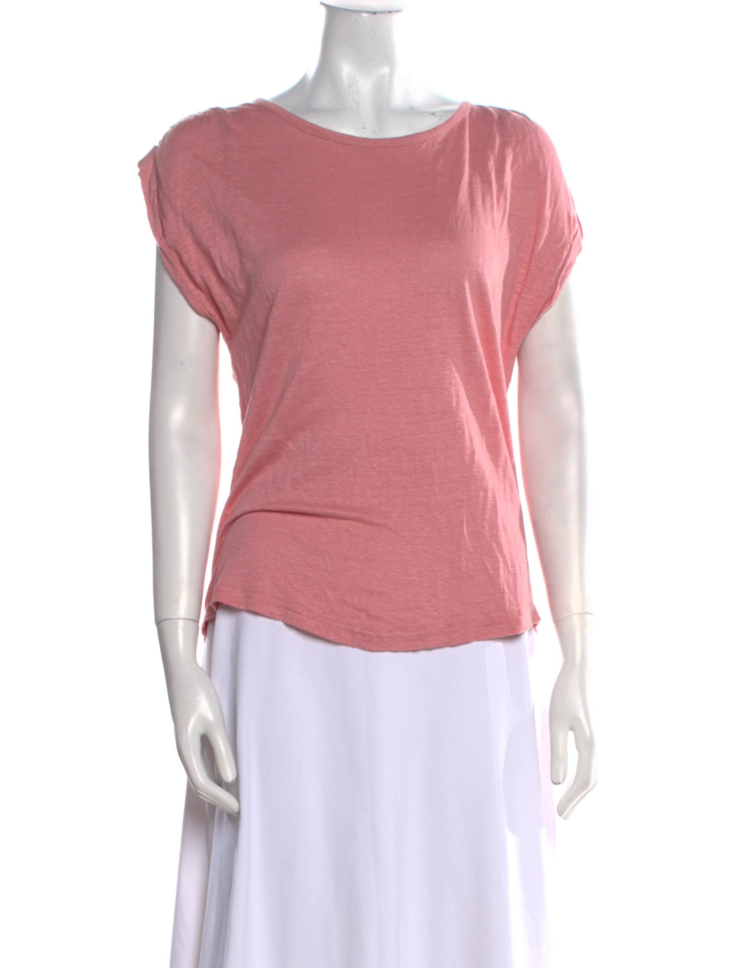 FRAME Linen Bateau Neckline T-Shirt