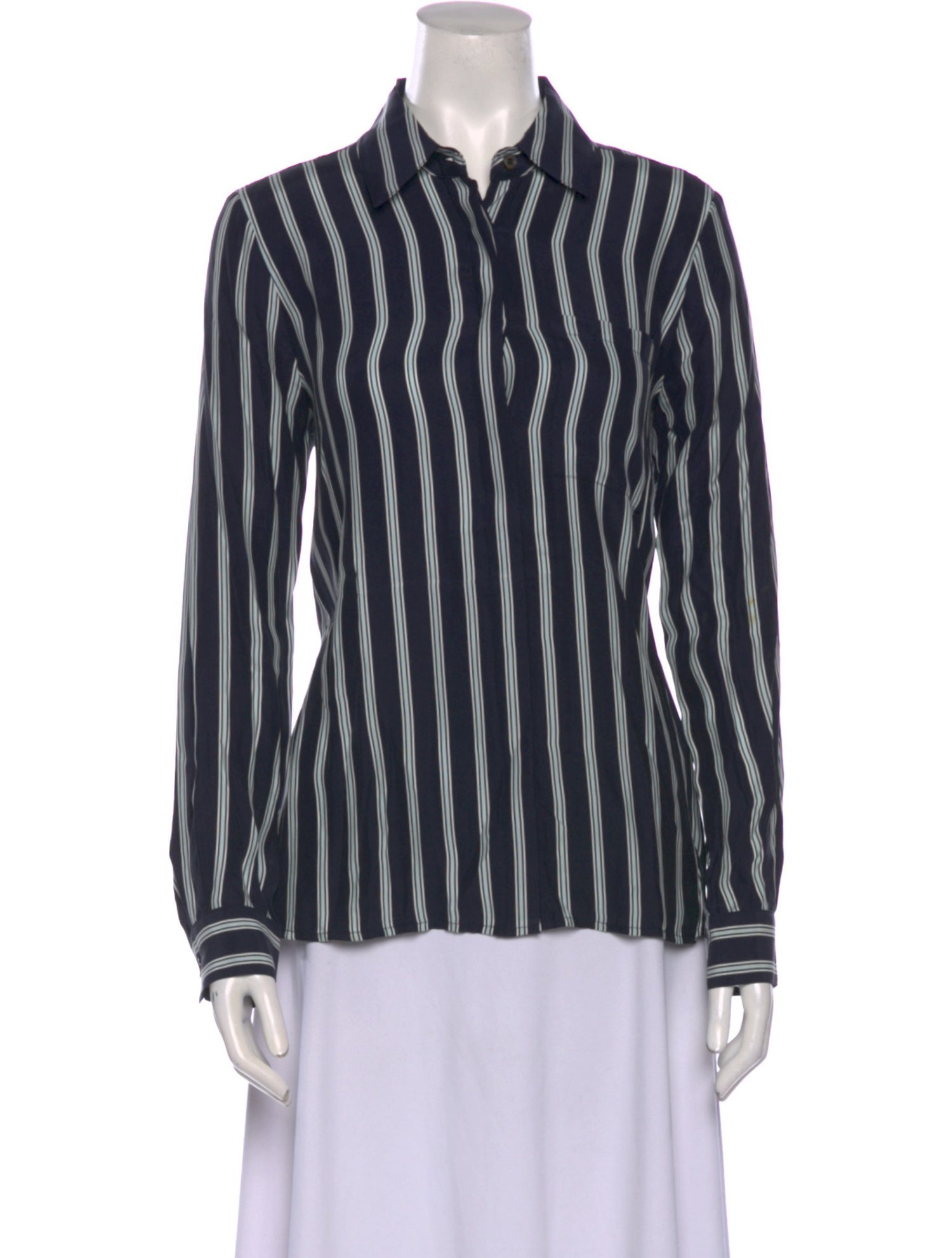 FRAME Silk Striped Button-Up Top