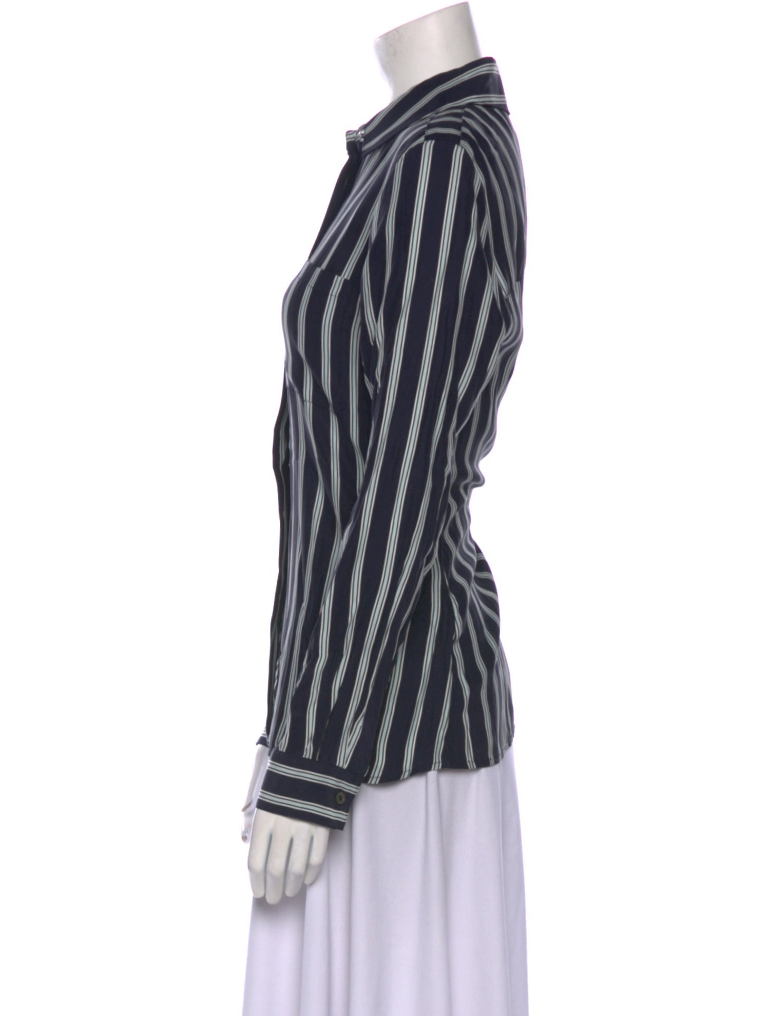 FRAME Silk Striped Button-Up Top
