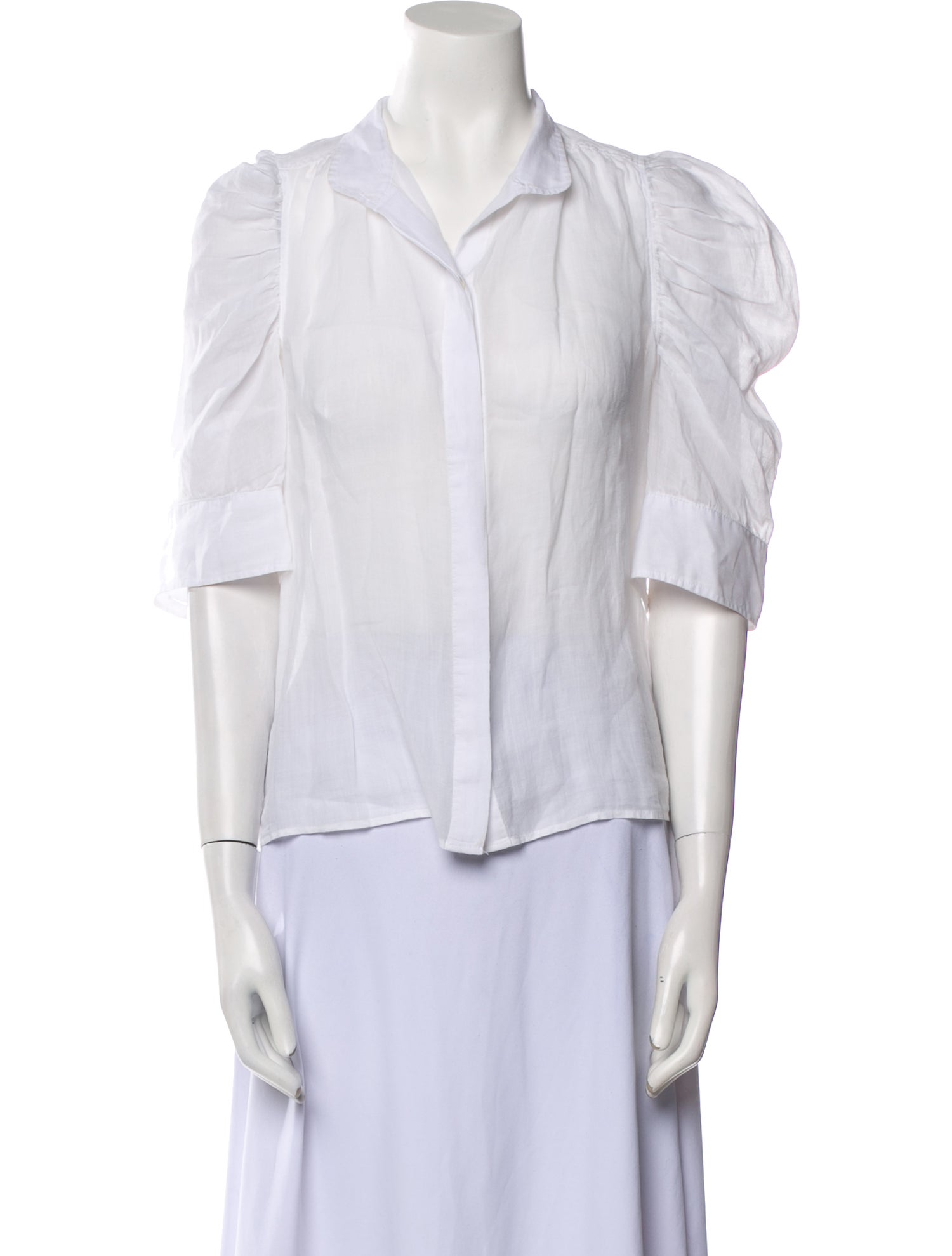 FRAME V-Neck Three-Quarter Sleeve Button-Up Top