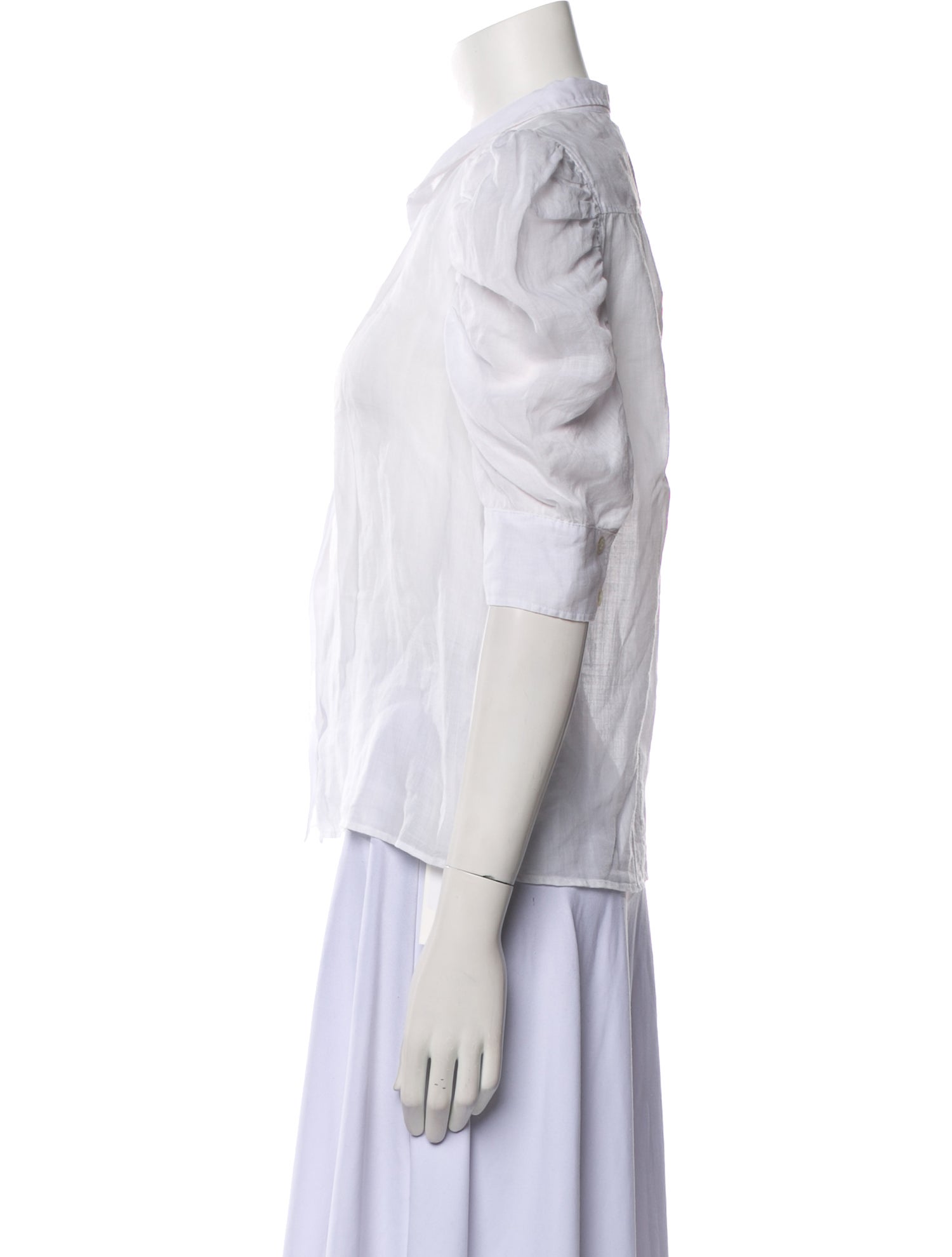 FRAME V-Neck Three-Quarter Sleeve Button-Up Top