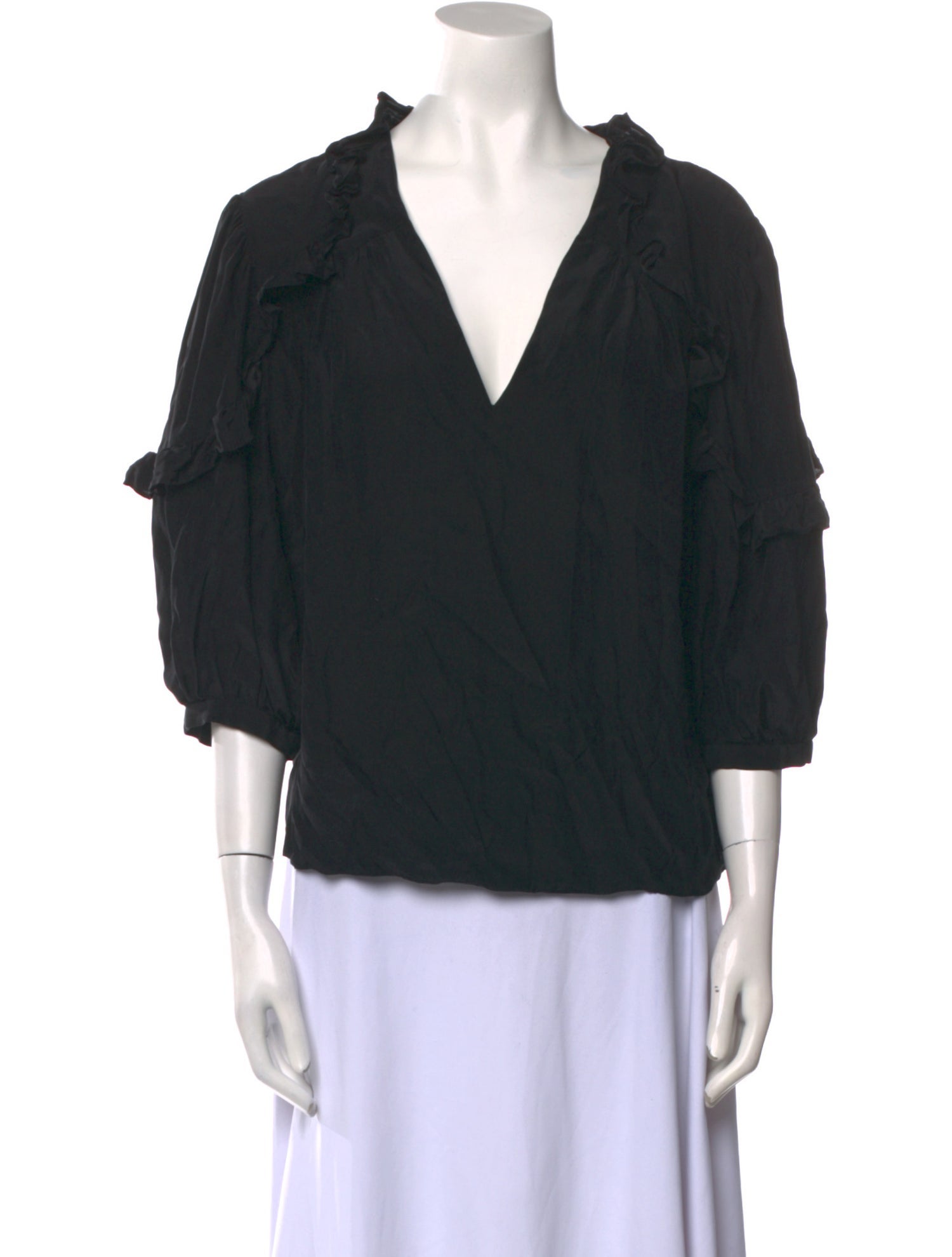 FRAME Silk V-Neck Blouse