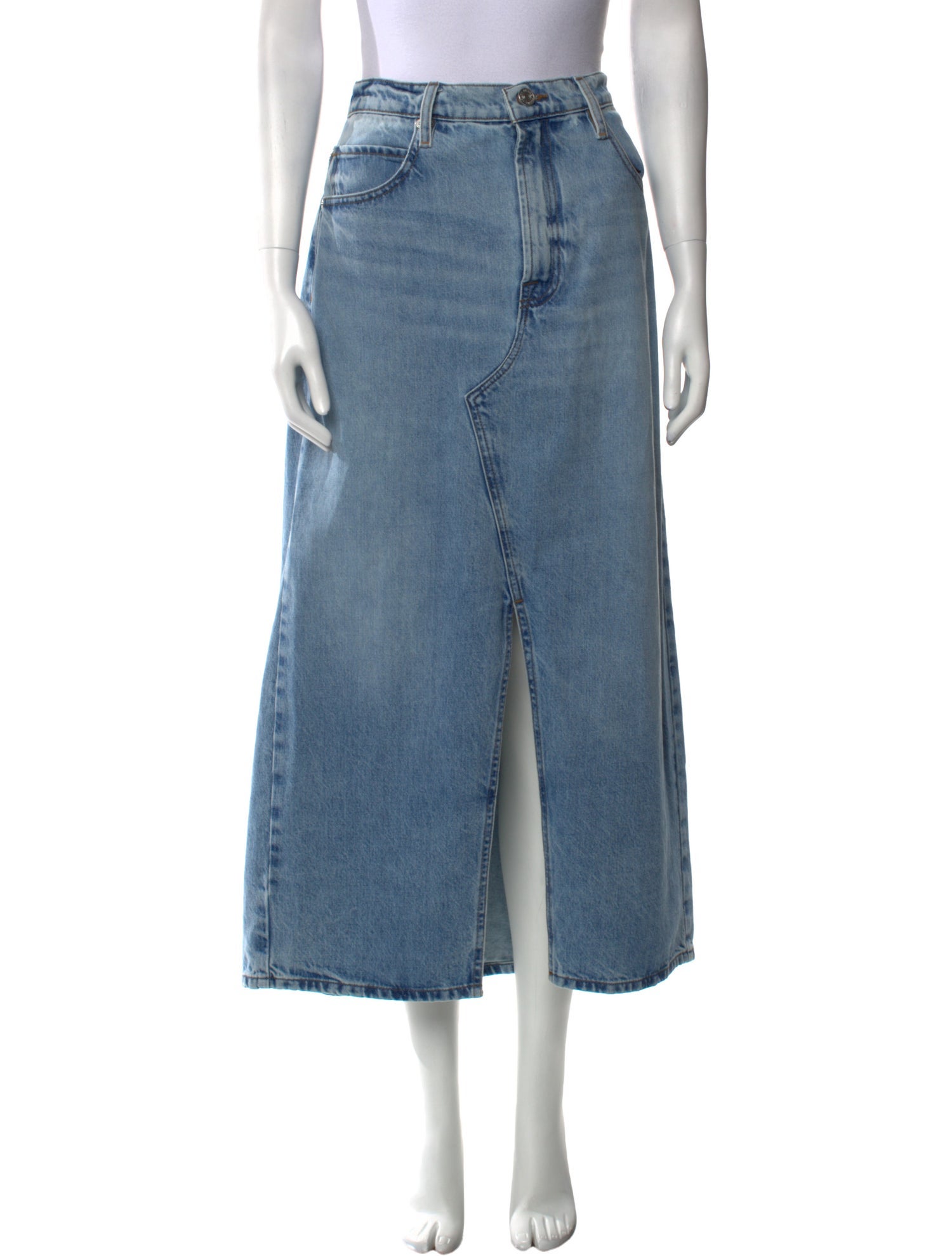 FRAME Raw-Edge Trim Midi Length Skirt