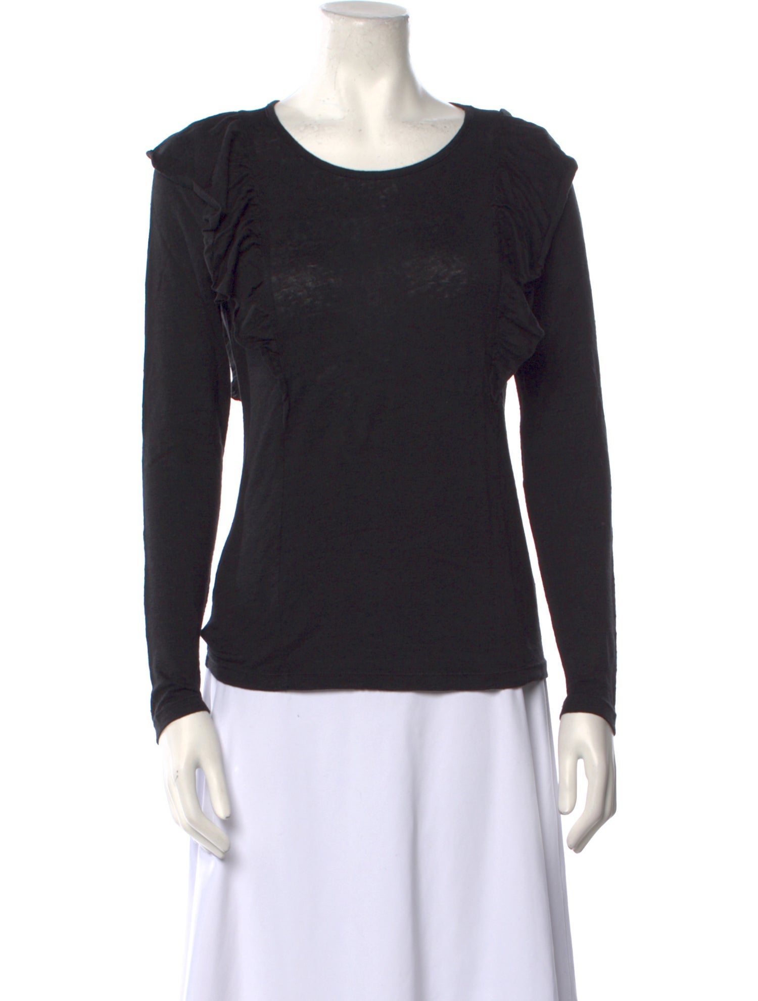 FRAME Linen Scoop Neck Top