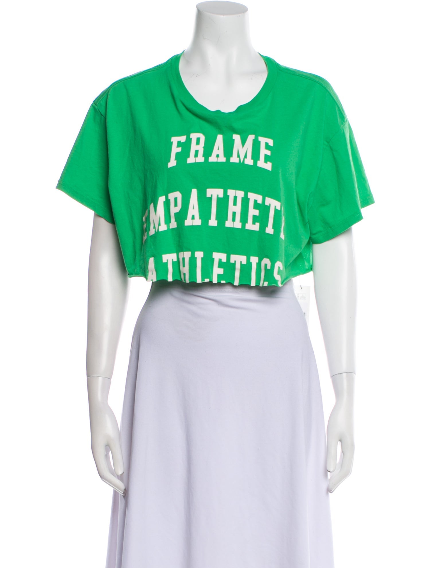 FRAME Graphic Print Crew Neck Crop Top