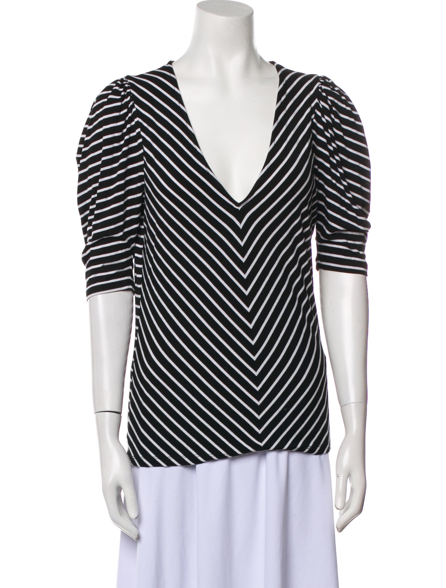 FRAME Striped V-Neck Blouse