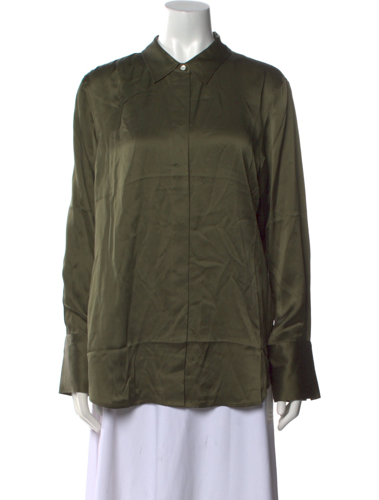 FRAME Silk Long Sleeve Button-Up Top