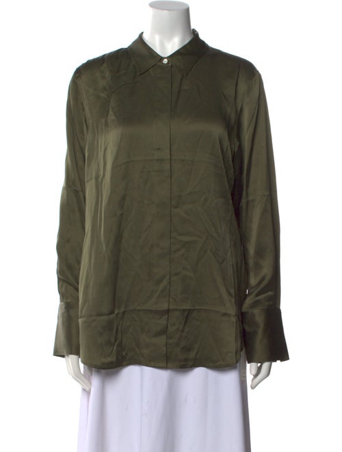 FRAME Silk Long Sleeve Button-Up Top