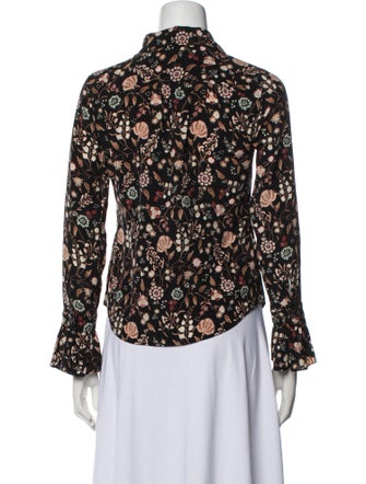 FRAME Silk Floral Print Button-Up Top