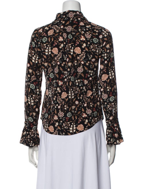 FRAME Silk Floral Print Button-Up Top