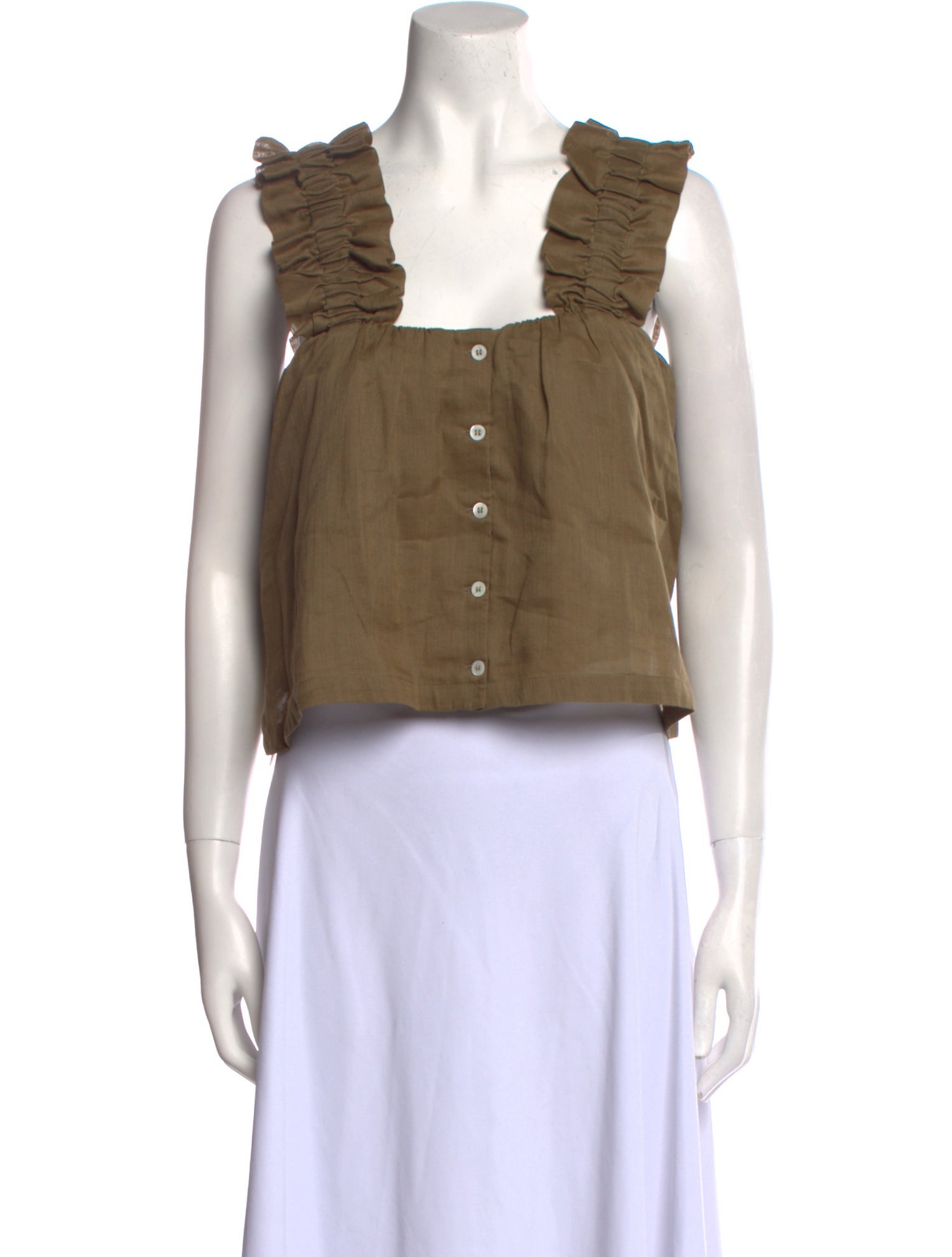 FRAME Square Neckline Sleeveless Crop Top