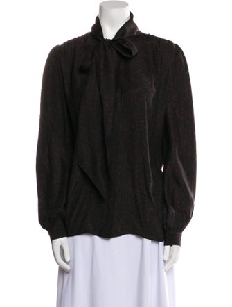 FRAME Silk Mock Neck Button-Up Top