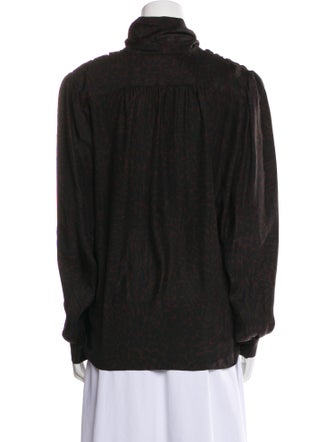 FRAME Silk Mock Neck Button-Up Top