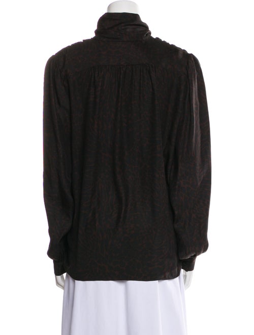 FRAME Silk Mock Neck Button-Up Top