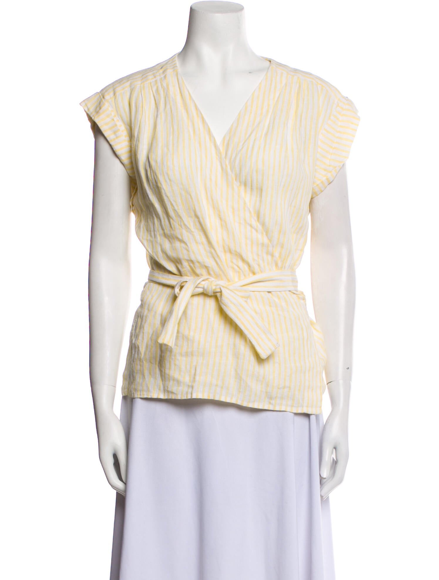 FRAME Linen V-Neck Blouse