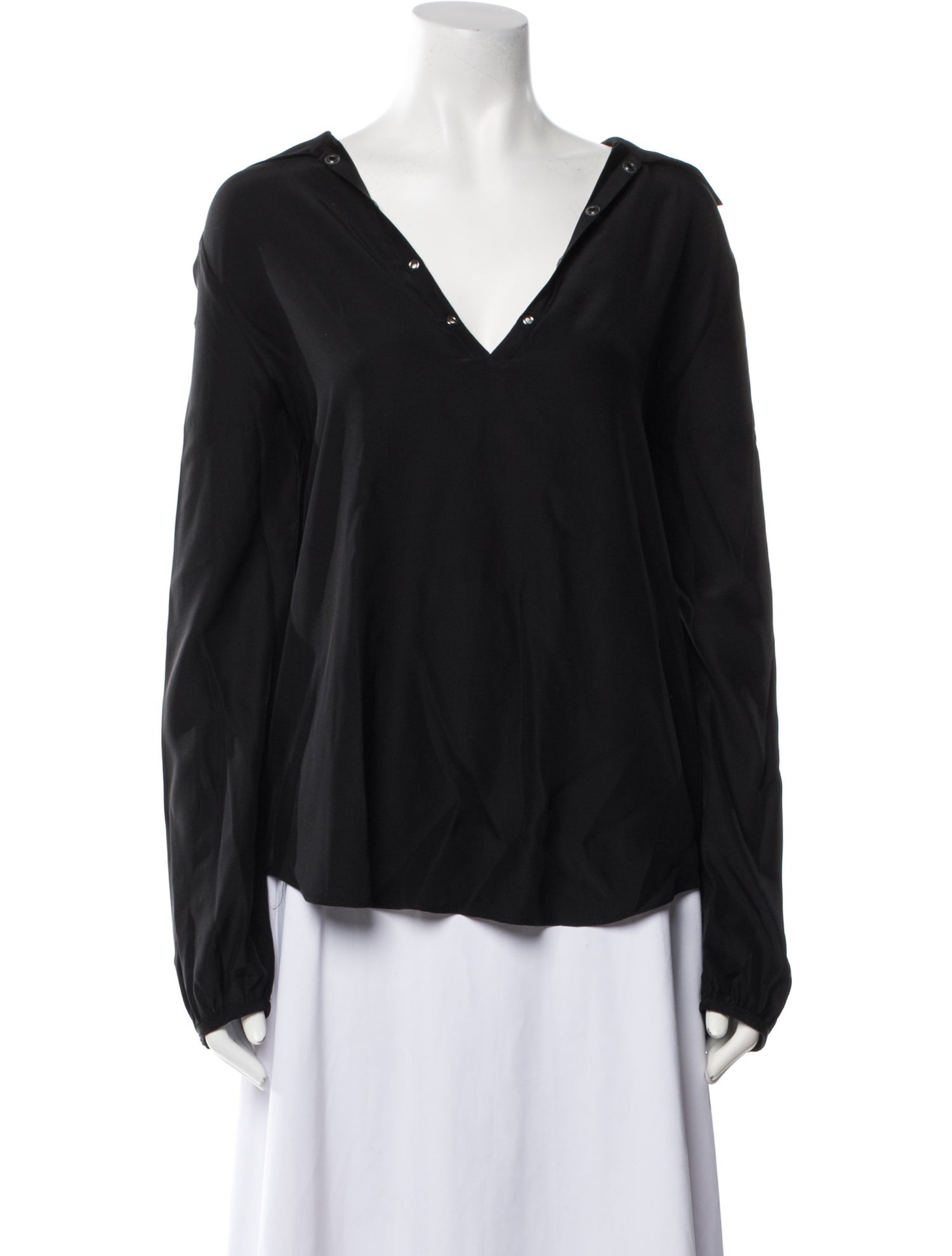 FRAME Silk V-Neck Blouse