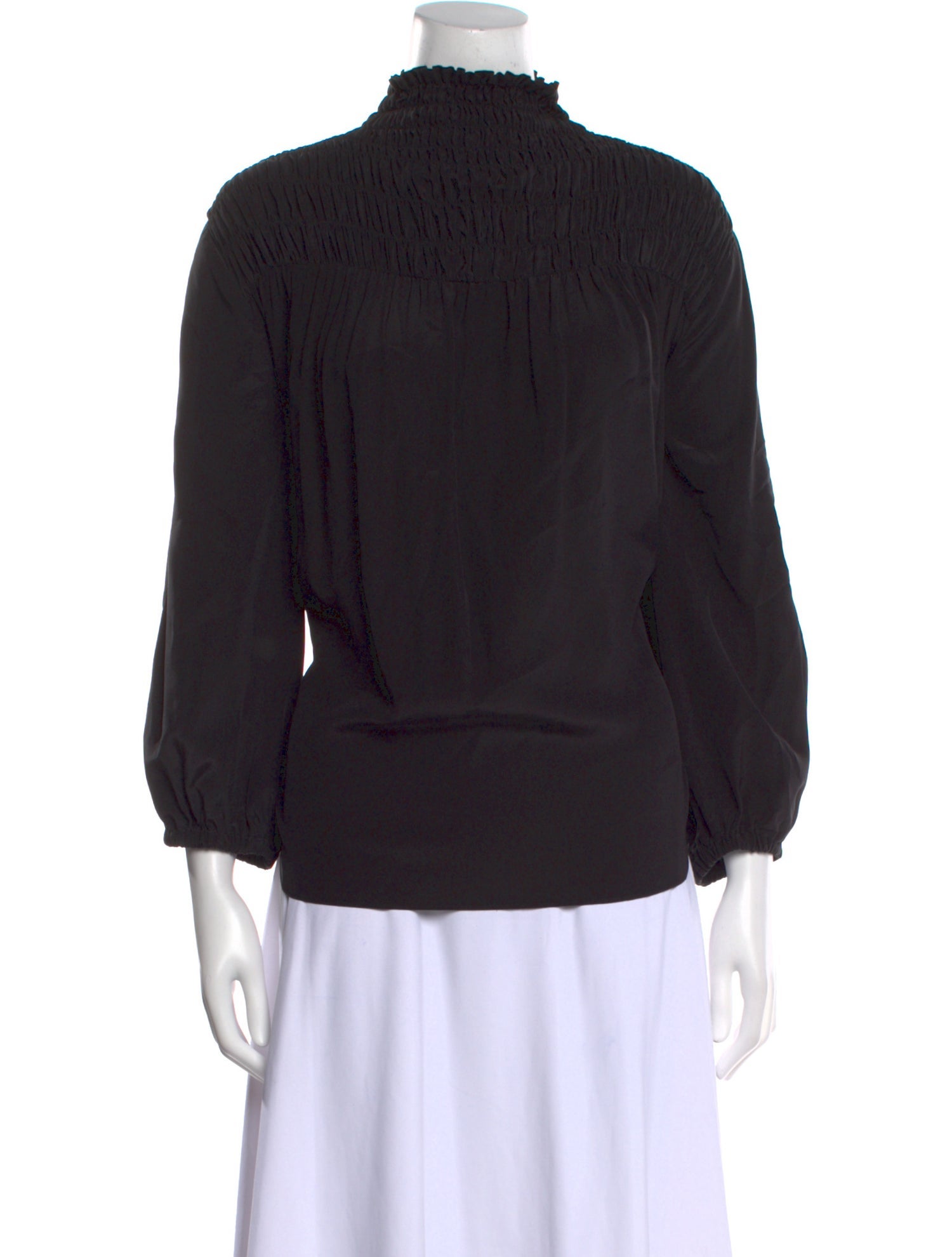 FRAME Silk Mock Neck Blouse