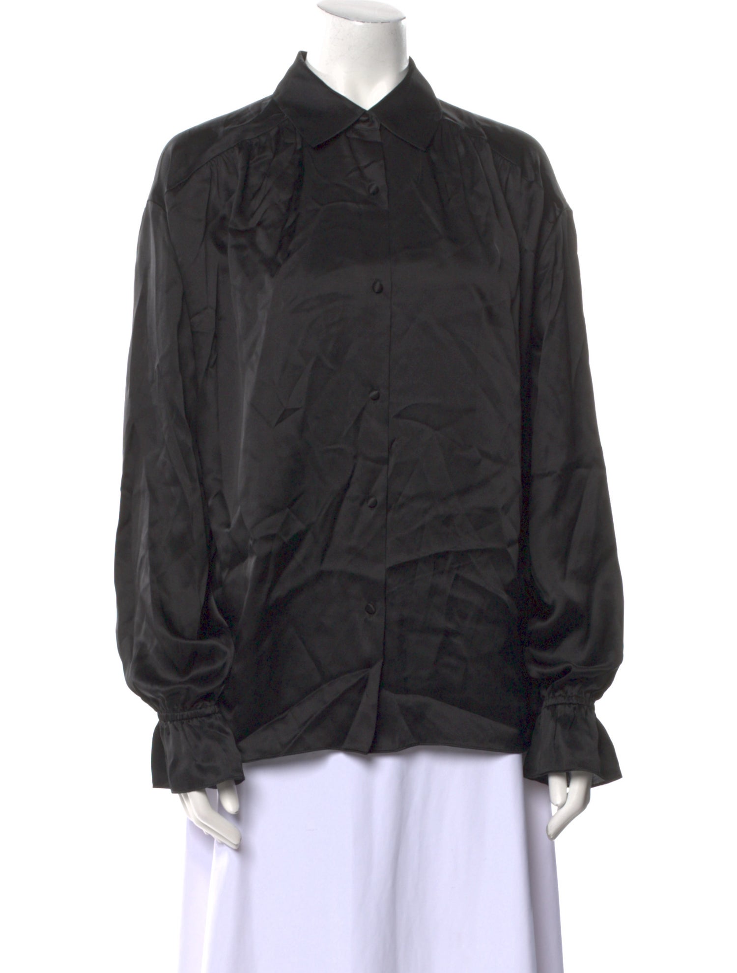 FRAME Silk Long Sleeve Button-Up Top