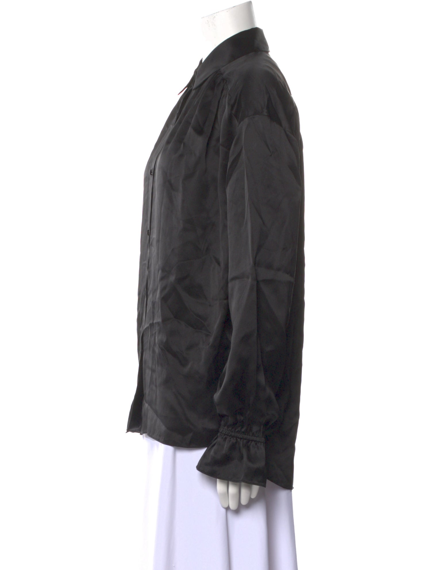 FRAME Silk Long Sleeve Button-Up Top