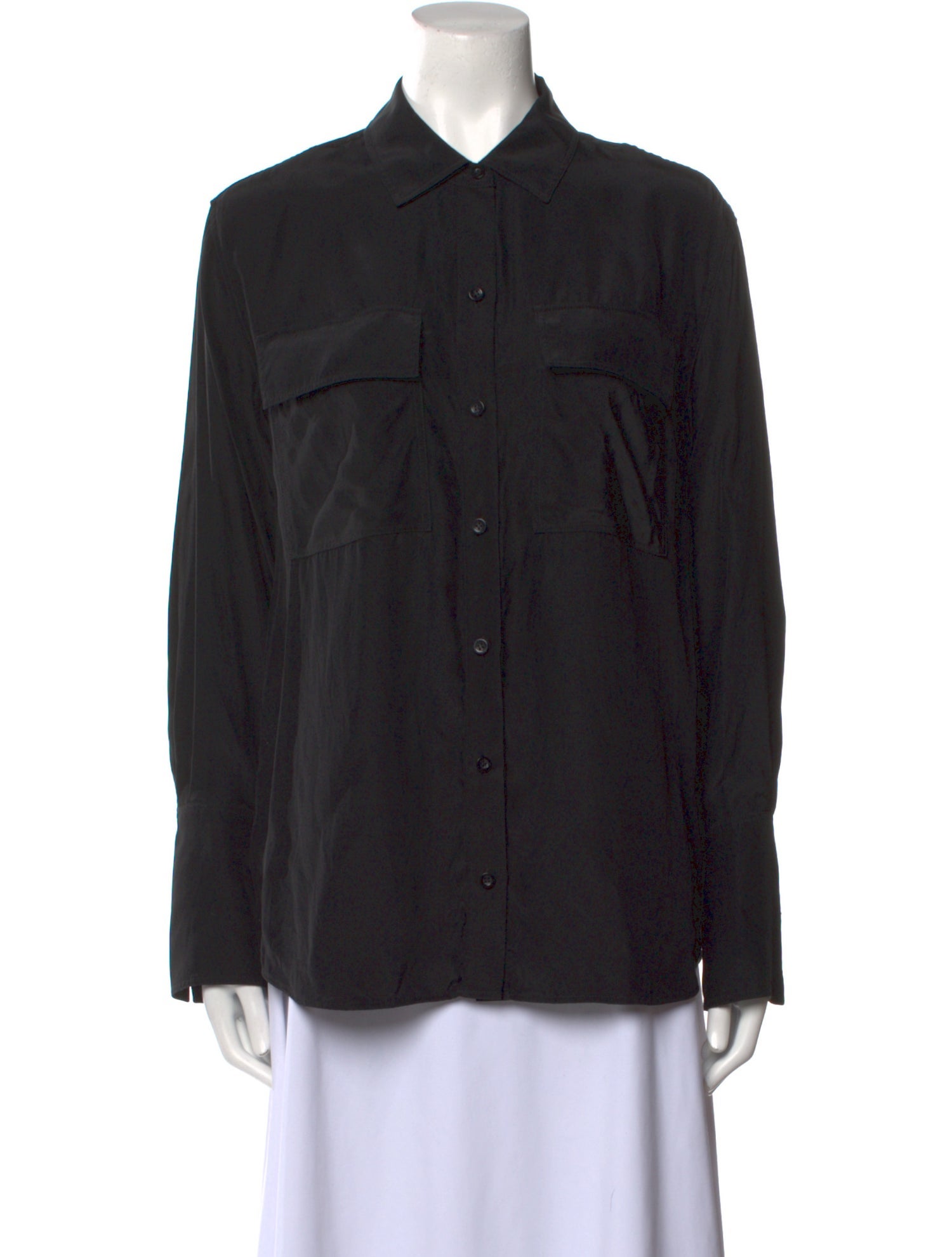 FRAME Silk Long Sleeve Button-Up Top