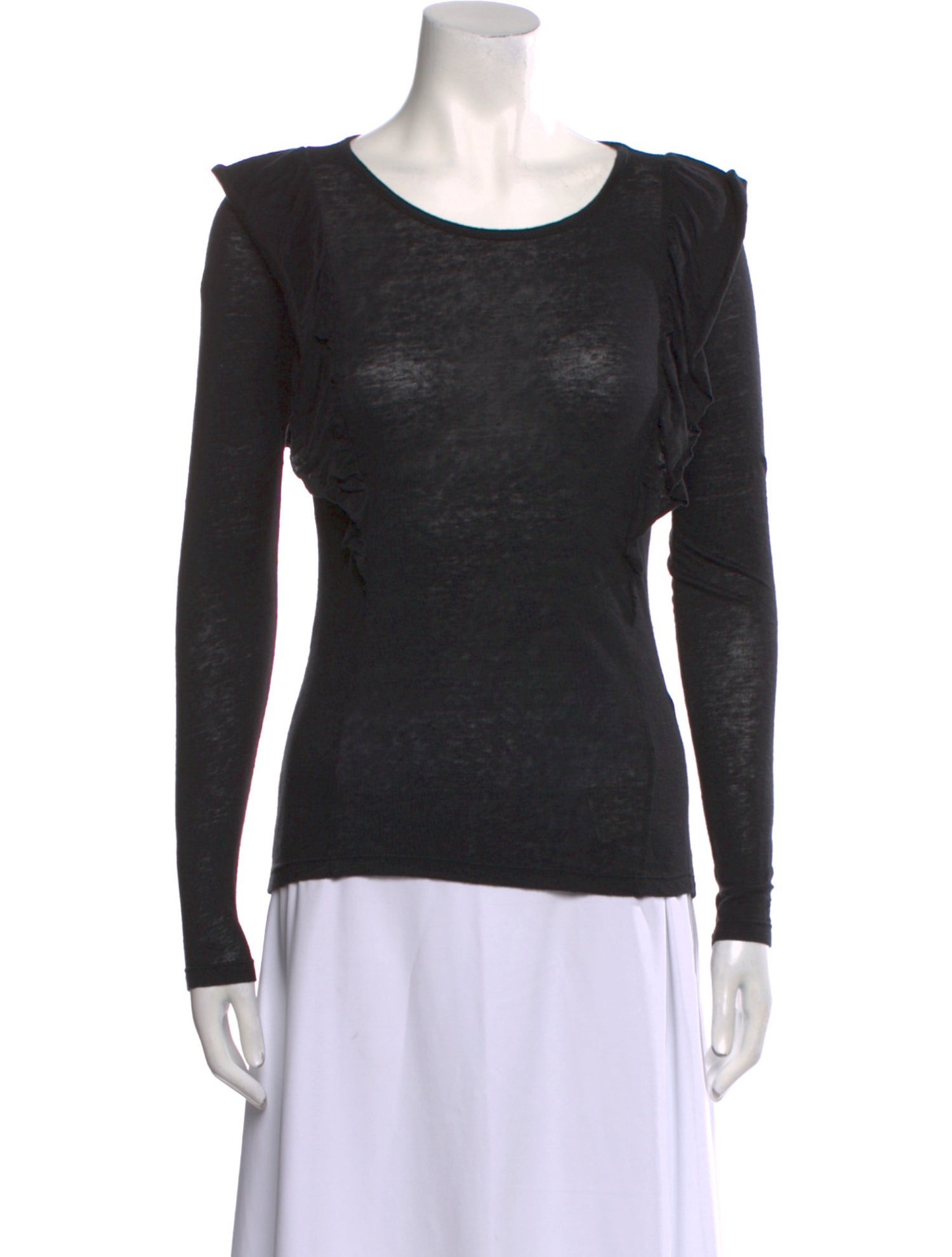 FRAME Linen Scoop Neck Top