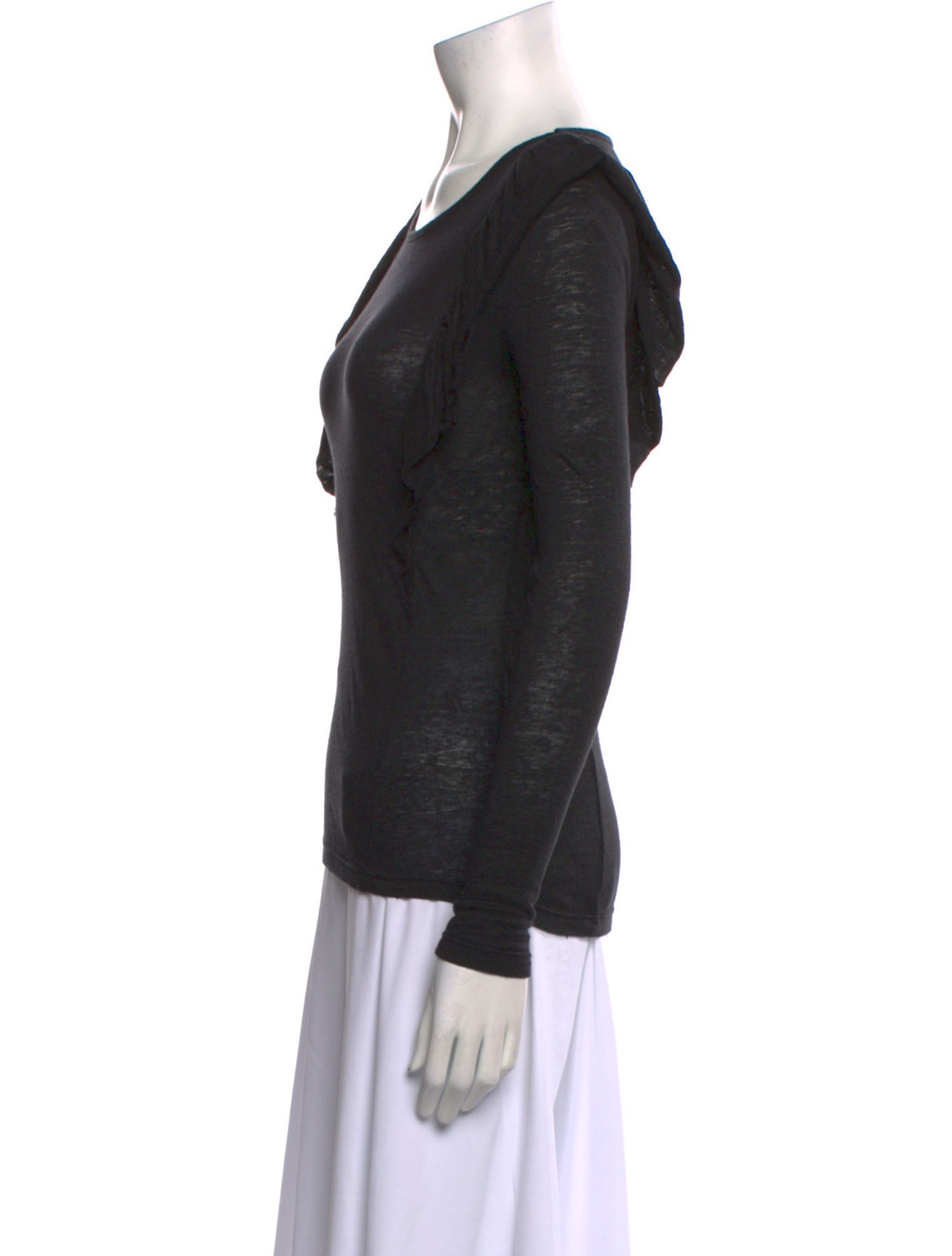 FRAME Linen Scoop Neck Top