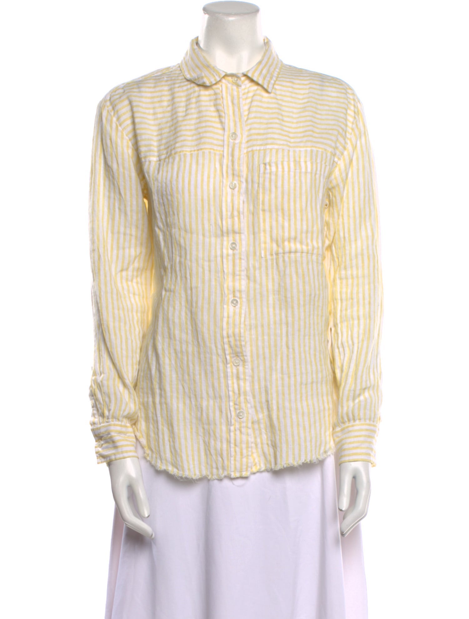 FRAME Linen Striped Button-Up Top