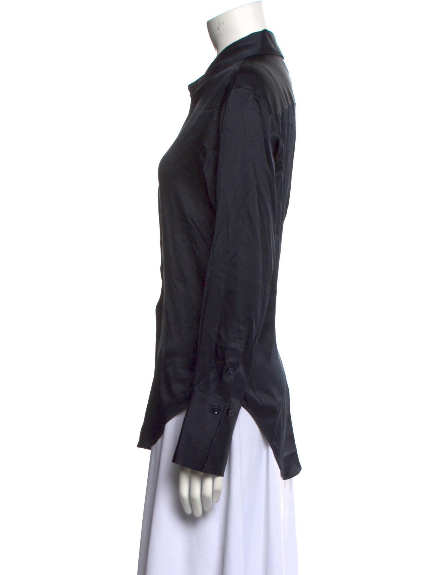 FRAME Silk Long Sleeve Button-Up Top