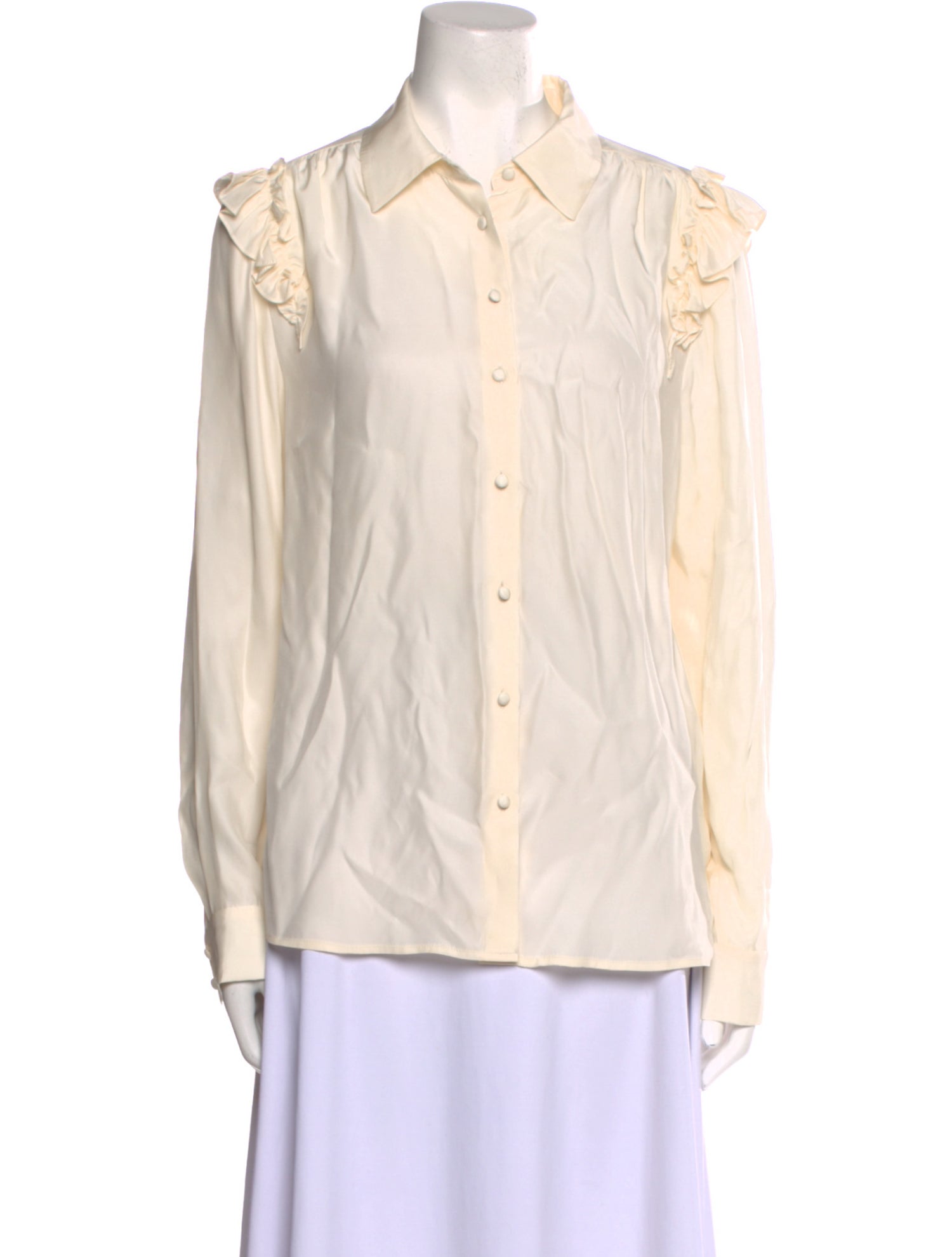 FRAME Silk Long Sleeve Button-Up Top