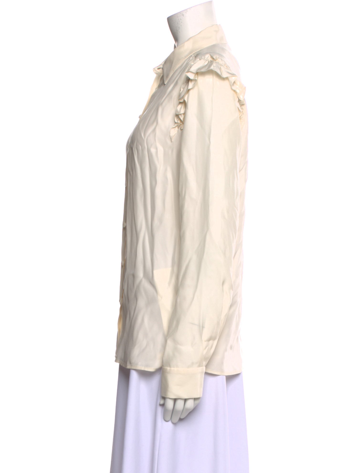 FRAME Silk Long Sleeve Button-Up Top