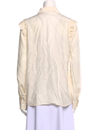 FRAME Silk Long Sleeve Button-Up Top